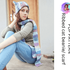 Colour dance beanie & scarf pattern set
