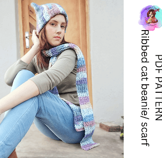 Colour dance beanie & scarf pattern set
