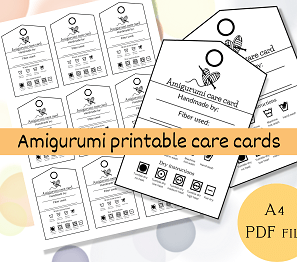 Amigurumi care cards - Printable labels