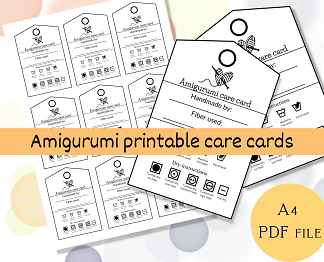 Amigurumi care cards - Printable labels