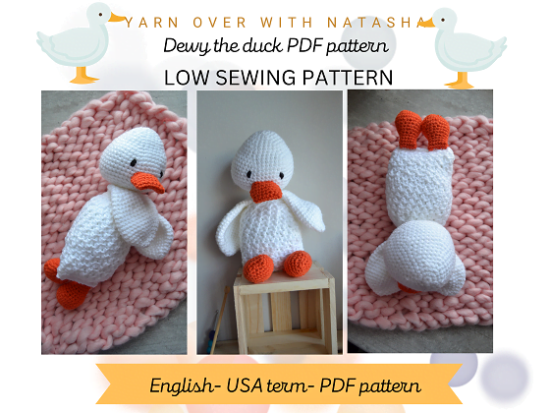 Crochet pattern for snuggler Duck - Low Sewing Pattern - Easy-to-Make Plush Toy duck Pattern for Beginners"