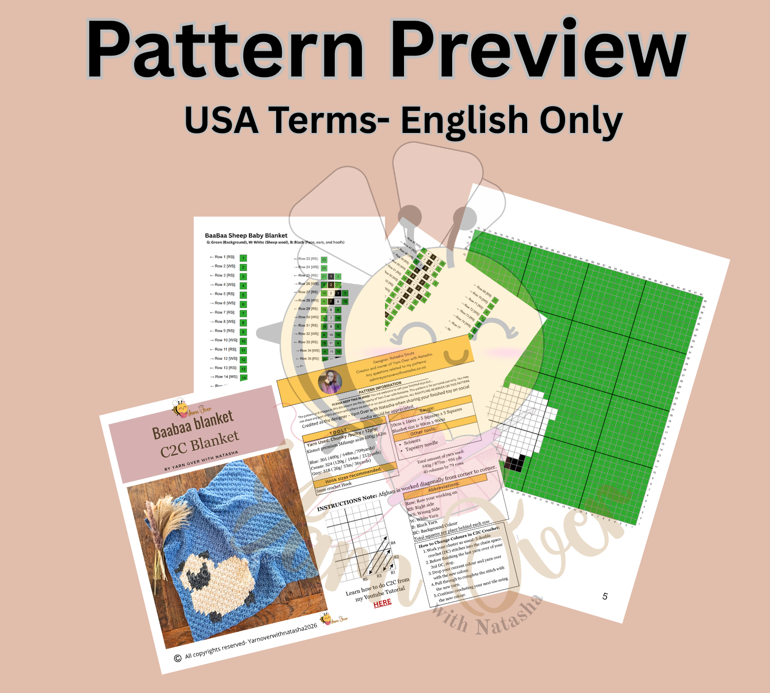 crochet baby blanket pattern/ Sheep-themed baby blanket pattern - Image 2