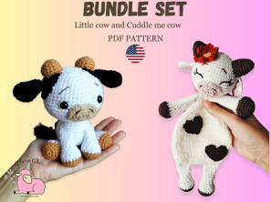 Crochet cow toy bundle PATTERN: Crochet cow, amigurumi cow pattern, DIY amigurumi pattern, toy crochet pattern