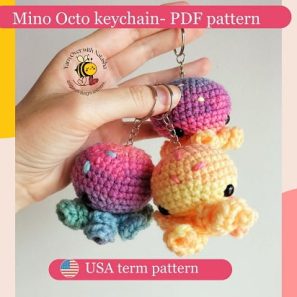 no-sewing octopus crochet pattern, Easy to follow octopus pattern, Keychain holder, Small Octopus pattern, octopus plushie pattern