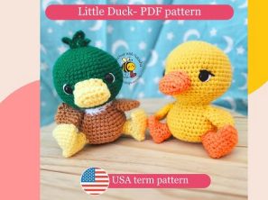 Handmade crochet duck pattern - Small, cute, and easy-to-sew amigurumi mallard duck. Perfect for craft markets and DIY projects.