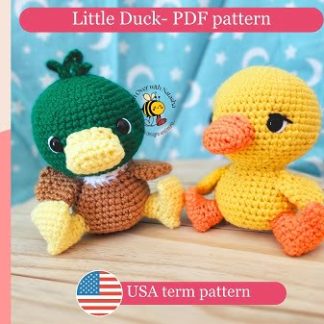 Handmade crochet duck pattern - Small, cute, and easy-to-sew amigurumi mallard duck. Perfect for craft markets and DIY projects.