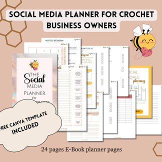 Social media planner for crochet business, cute planner for social media