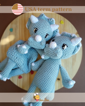 Triceratops Combo pattern - Cuddle me and full toy