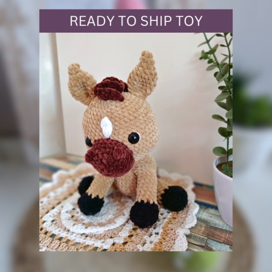 Plush horse brown and black - Finished toy