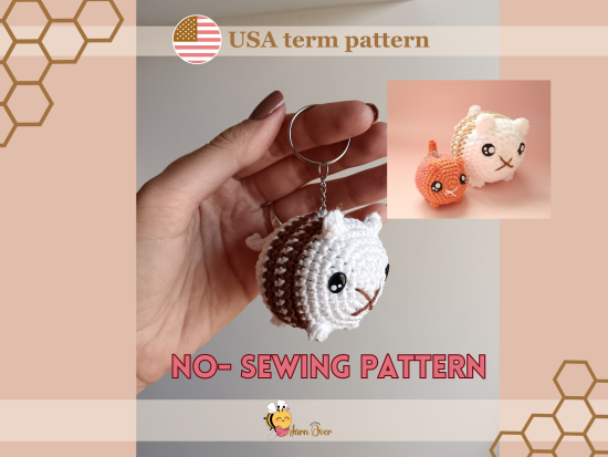 NO-sewing cat keychain crochet pattern