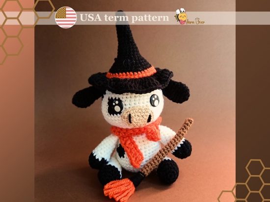 Cow witch , broom