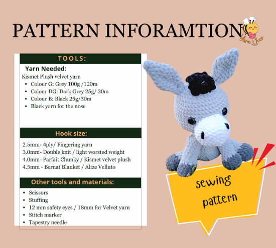 Muffin the Donkey- PDF pattern - Image 3