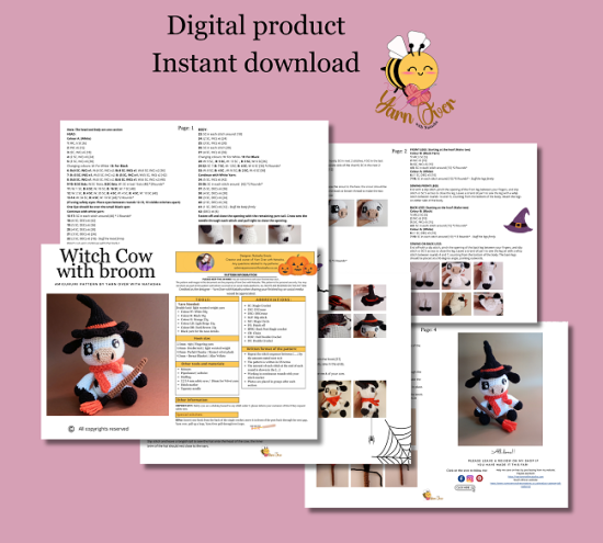 Witch Cow with Broom - PDF Pattern - Image 2