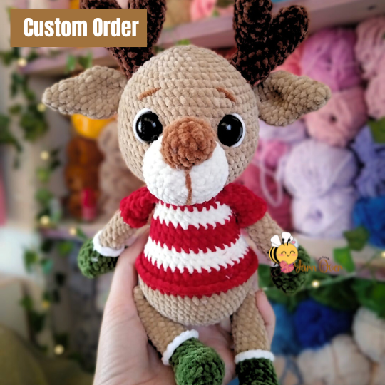 Reindeer Custom Order - Light brown, red jersey