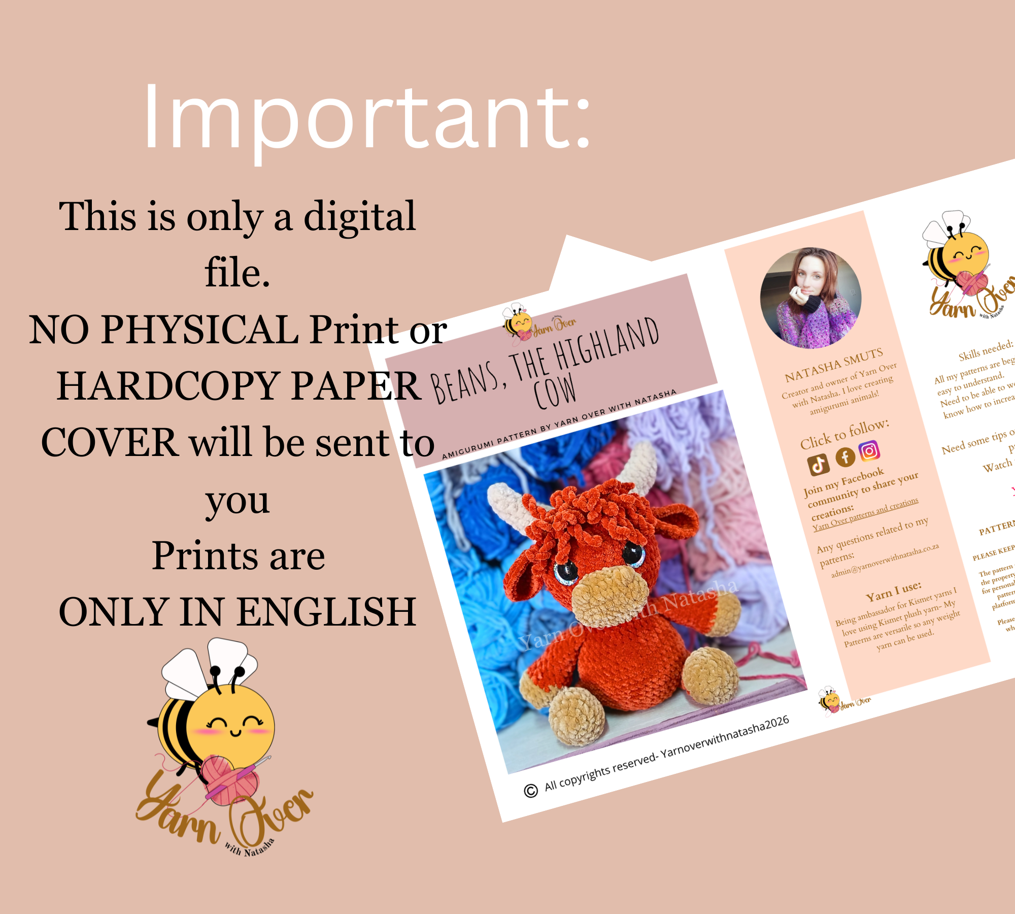 Highland Cow Amigurumi Pattern - Beans - Image 4