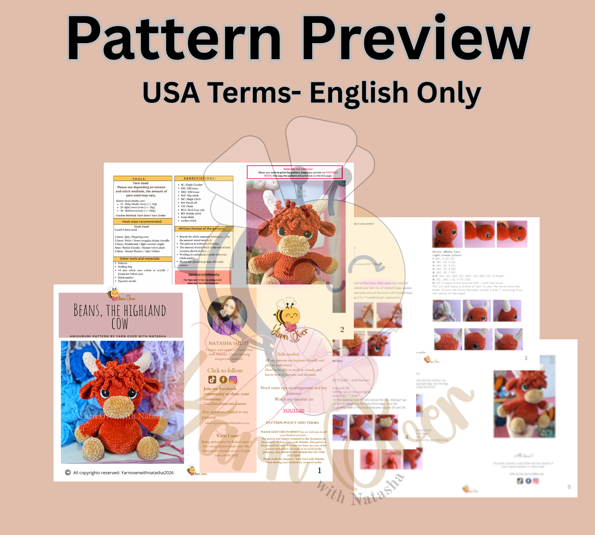 Highland Cow Amigurumi Pattern - Beans - Image 2