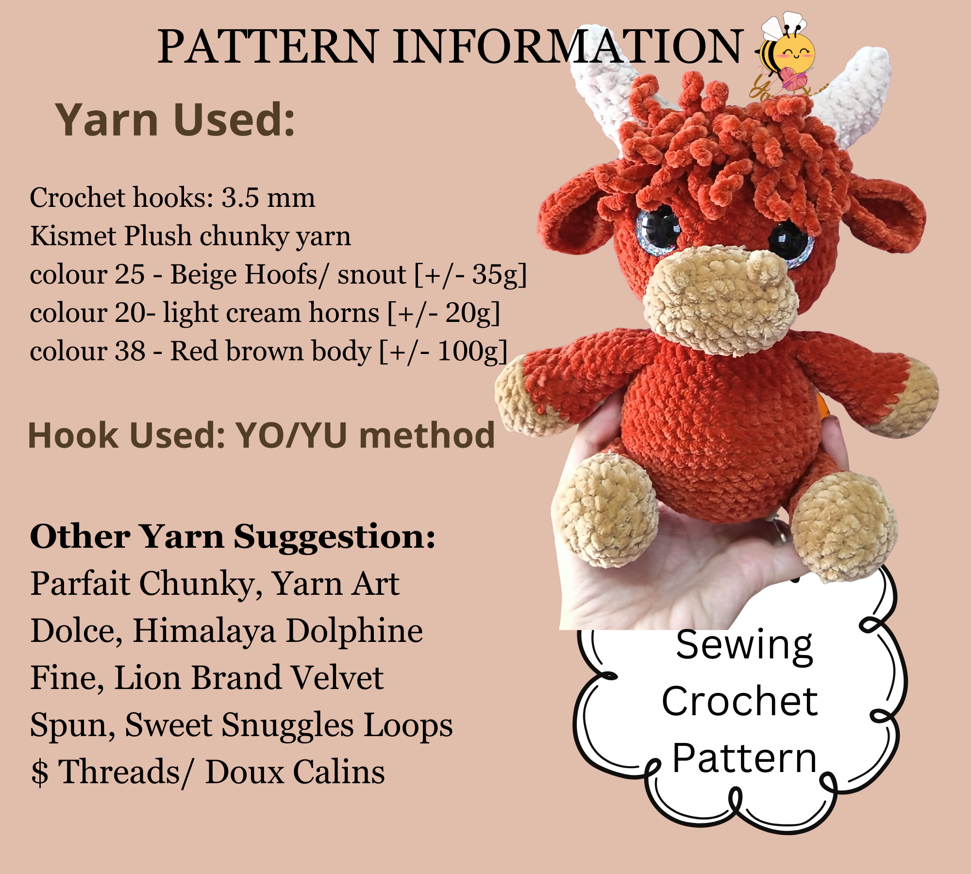 Highland Cow Amigurumi Pattern - Beans - Image 3