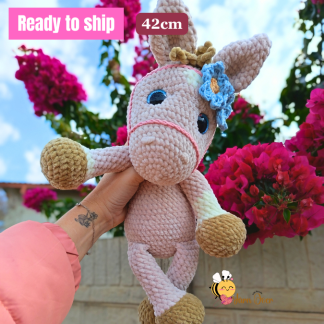 Plush soft velvet cream and white Pony toy- Finished toy