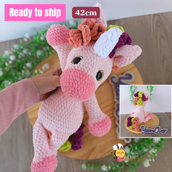 Plush soft velvet pink unicorn toy- Finished toy