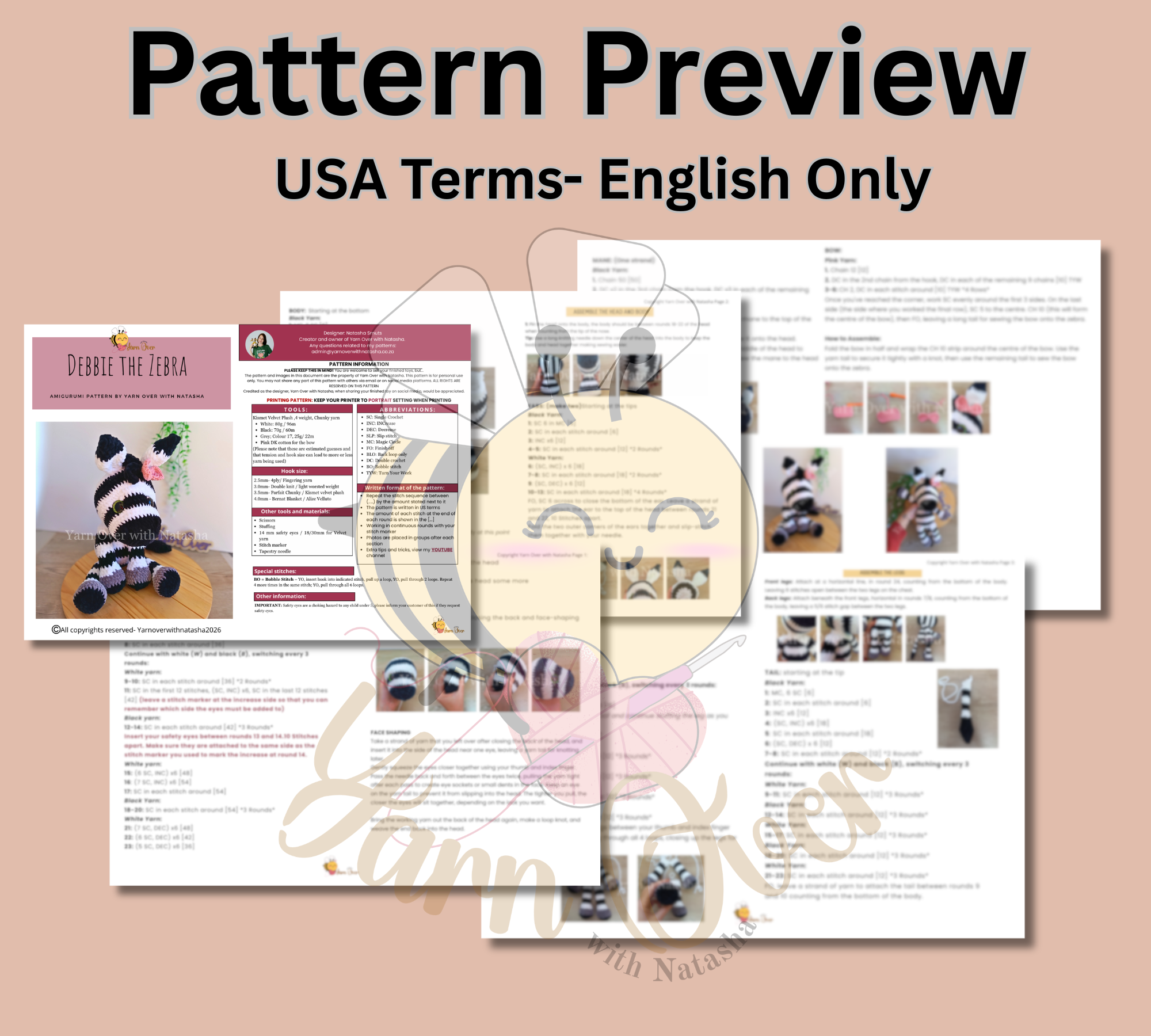 Debbie the Zebra (PDF PATTERN ONLY) - Image 2