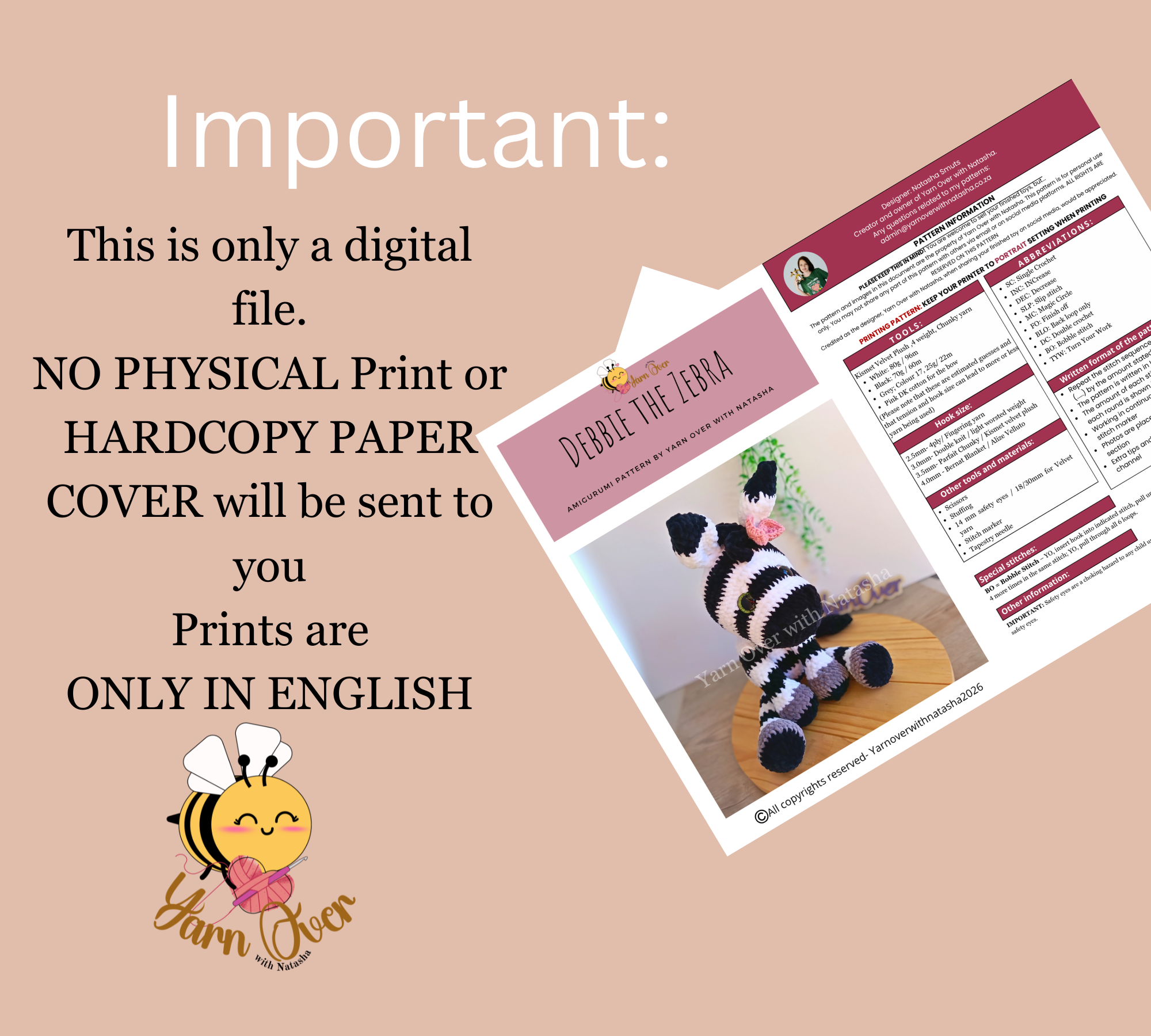 Debbie the Zebra (PDF PATTERN ONLY) - Image 4