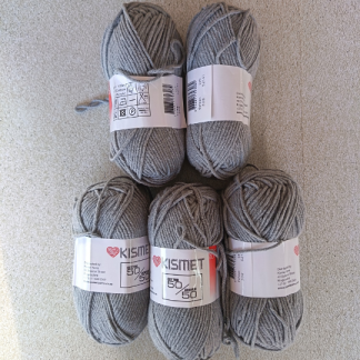 308 - 50/50 cotton/acrylic light grey x 5 balls