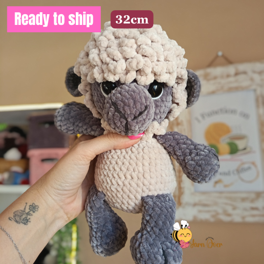 Plush sheep grey and beige